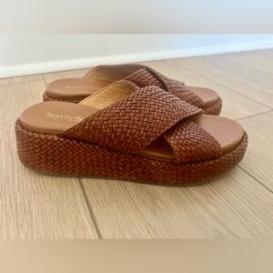 Seychelles key west woven leather platform sandals size 8